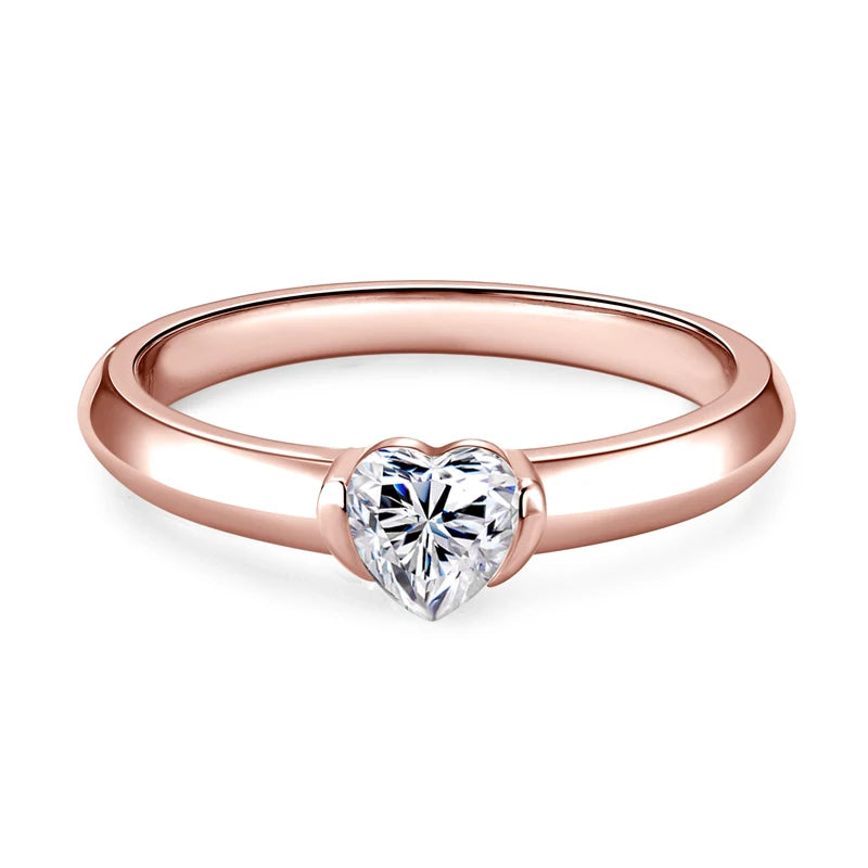 Moissanite Heart Rose Gold