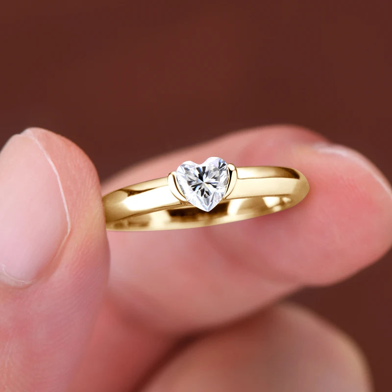 Moissanite Heart Rose Gold